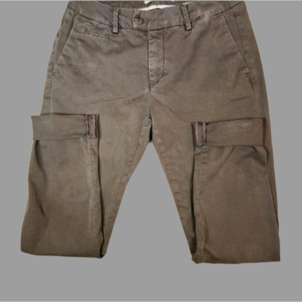 Distressed 98% cotton 28‎ mos mosh army green dress pant with ankle cuff